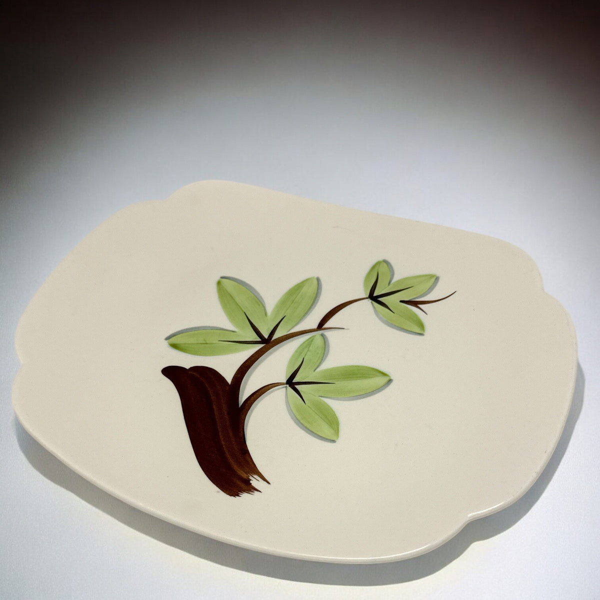 13.5” Vintage 1940s WOODLEAF by Continental Kilns Hand Painted SERVING PLATTER