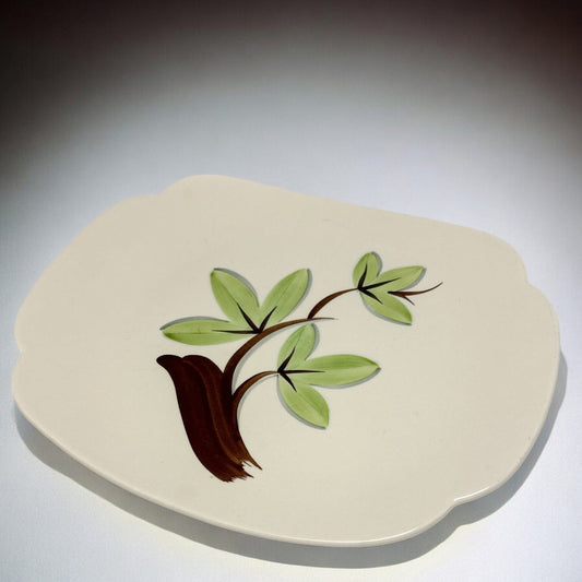 13.5” Vintage 1940s WOODLEAF by Continental Kilns Hand Painted SERVING PLATTER