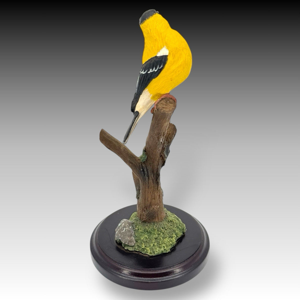 Richard Lamson American Goldfinch Bird Figurine Resin Sculpture on Base - Signed