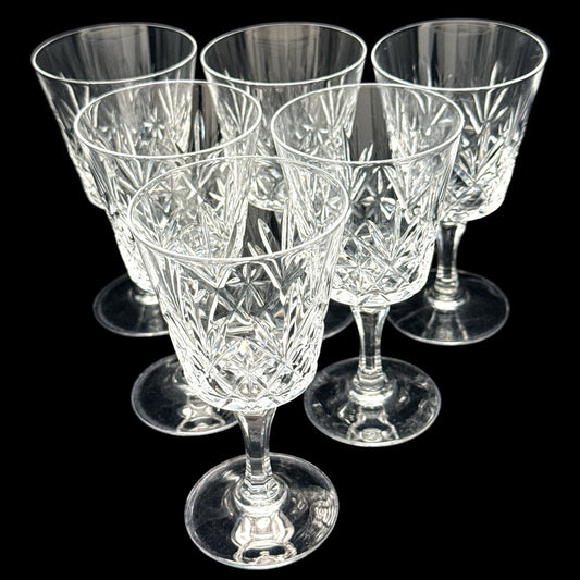 Set of 6 D’Arques Durand Chantilly Crystal Wine Glasses France 5.5” EUC 5 oz