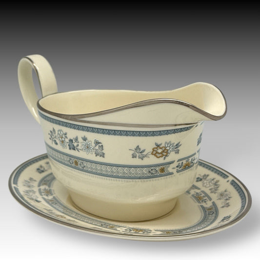 Minton PENROSE Gravy Boat & Underplate FINE BONE CHINA England ROYAL DOULTON '76