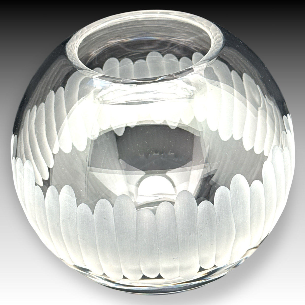 Marquis by Waterford 8” Round Etched Crystal Vase Poland Heavy 7 lbs