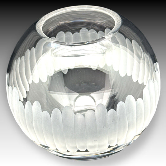 Marquis by Waterford 8” Round Etched Crystal Vase Poland Heavy 7 lbs