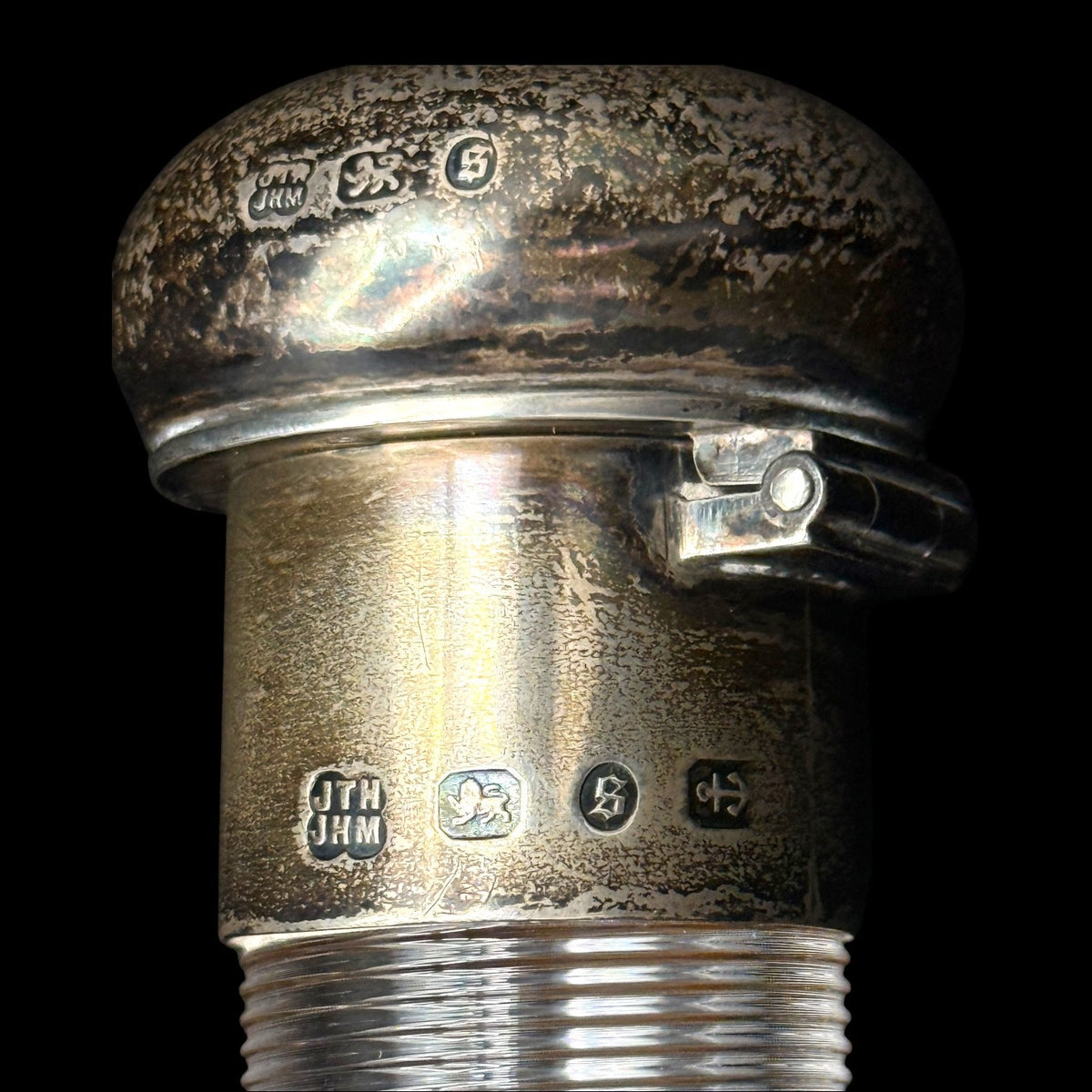 Stevens & Williams Silver Threaded Claret Bottle Heath & Middleton 1892 England