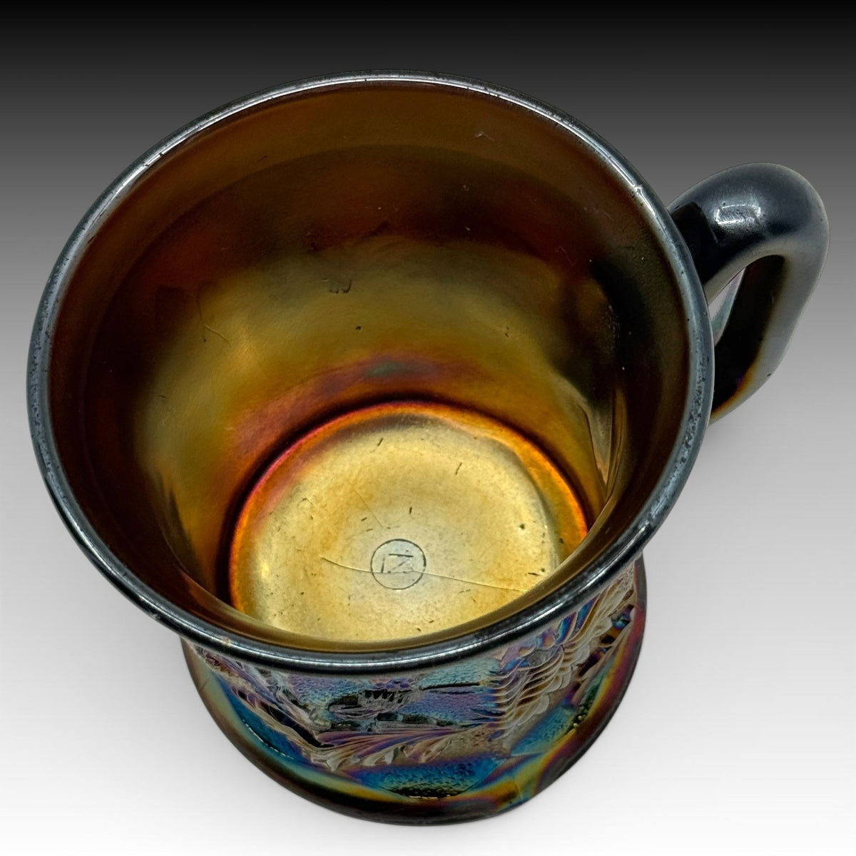 Northwood Dandelion Carnival Glass Mug Amethyst Iridescent Antique 3.5 Inches