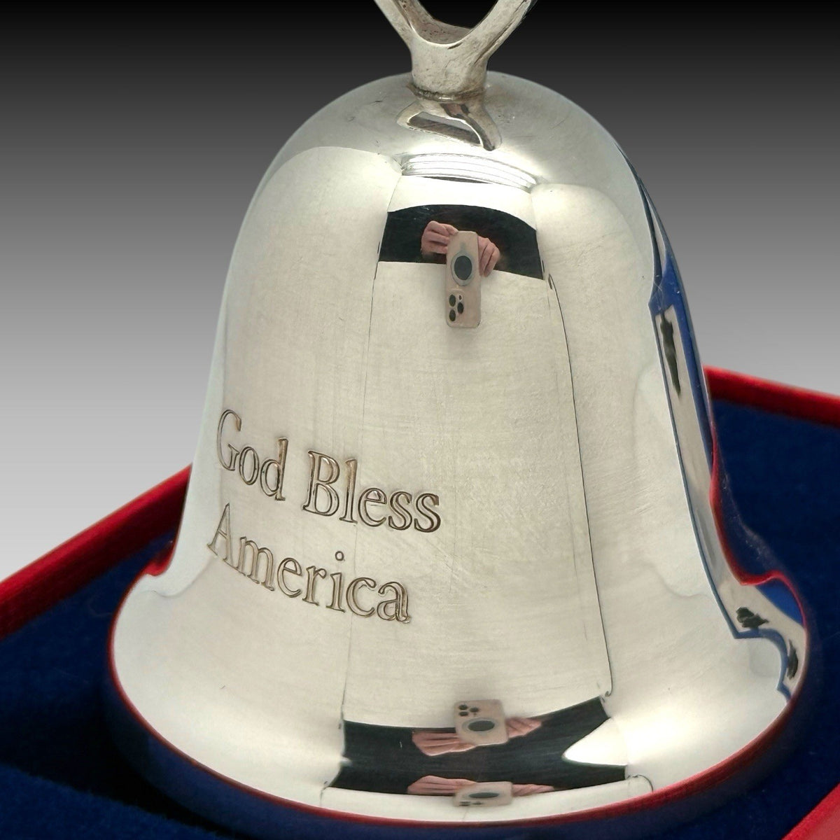 Reed & Barton God Bless America Collector Bell w/ Box Patriotic USA