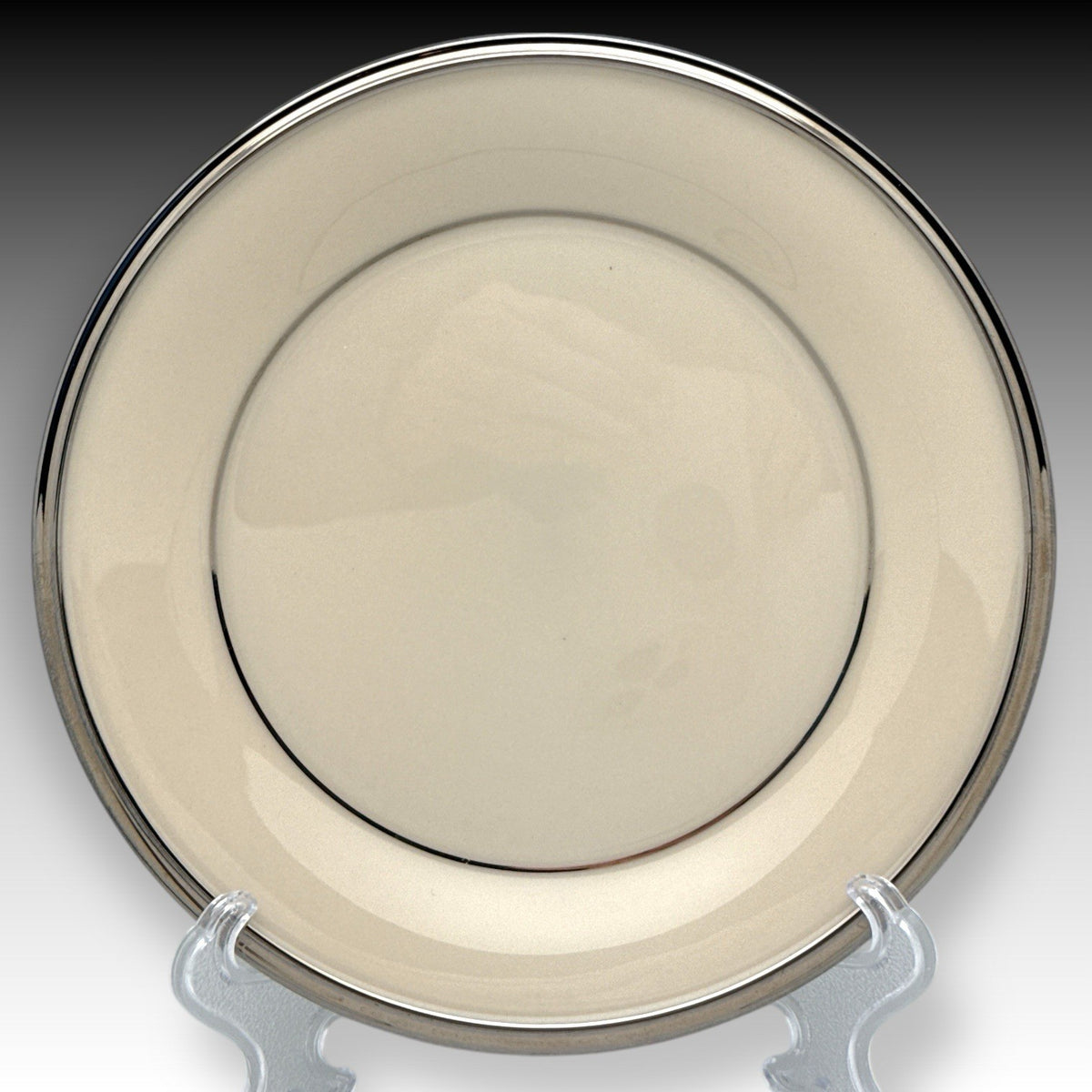 Set of 4 Lenox Solitaire Ivory Platinum Bread Plates 6.25" USA Bone China EUC