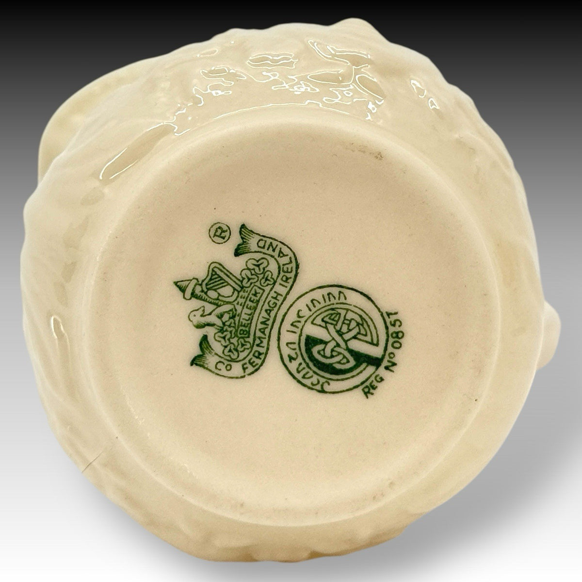 Belleek Bacchus Mask Creamer 5th Green Mark Ireland Vintage Porcelain 1965-1980
