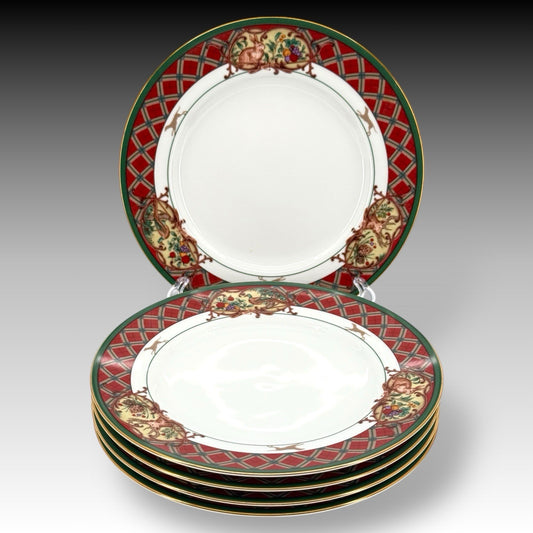 Noritake Royal Hunt 3930 Salad Plates Set Of 5 Rabbit Pheasant Gold Trim