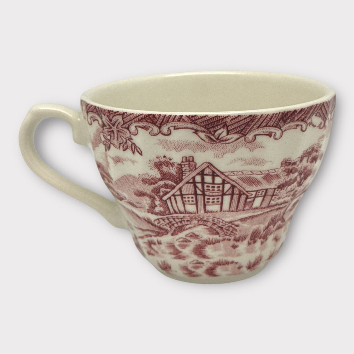 Set of 3 CHURCHILL The Brook PINK Transfer Ware Cottage CUPS Colombia Cups TRIO