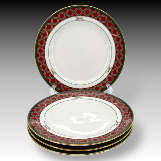 Noritake Royal Hunt 3930 Bread Plates Set of 4 Rabbit Pheasant Gold Trim