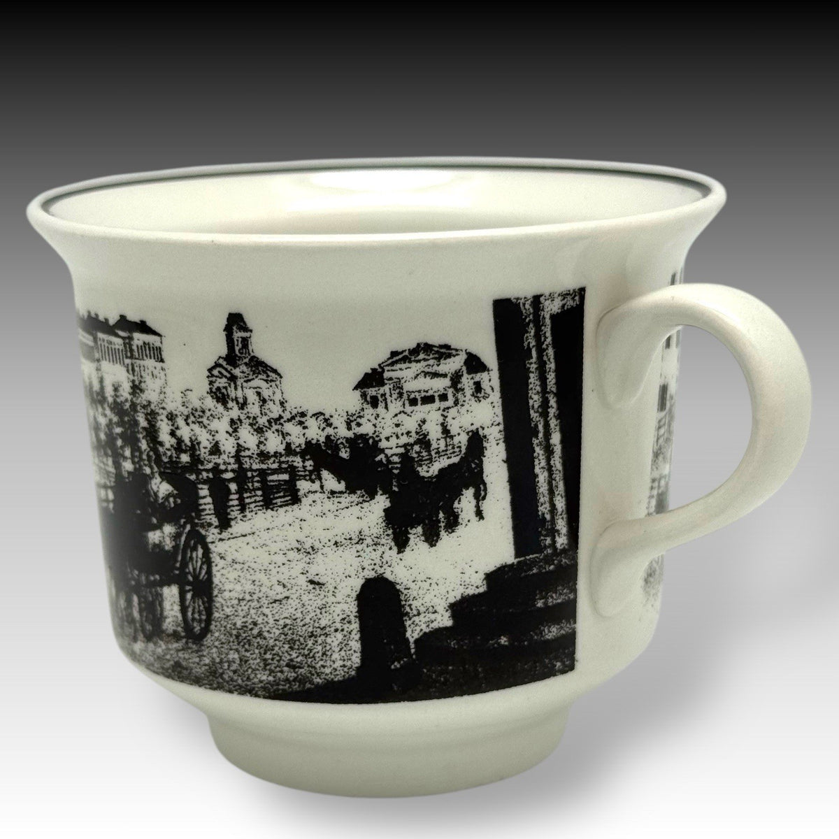 ARABIA Finland HELSINKI Wright 1863 Museum Cups & Saucers Set of 4 – B&W