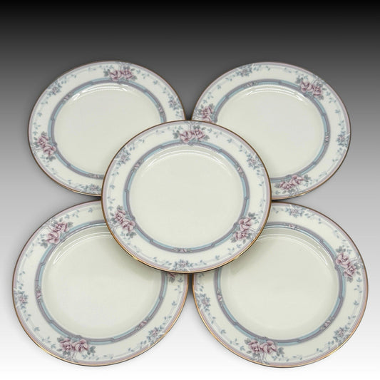 Noritake Magnificence 9736 Bread & Butter Plates Set 5 Bone China Gold Trim 6.5"