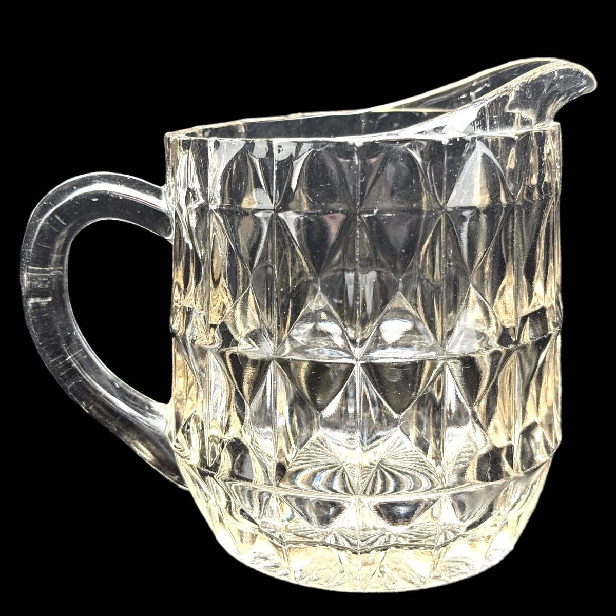 Vintage Jeannette WINDSOR CLEAR Depression Glass Pitcher 16 oz Diamond Pattern