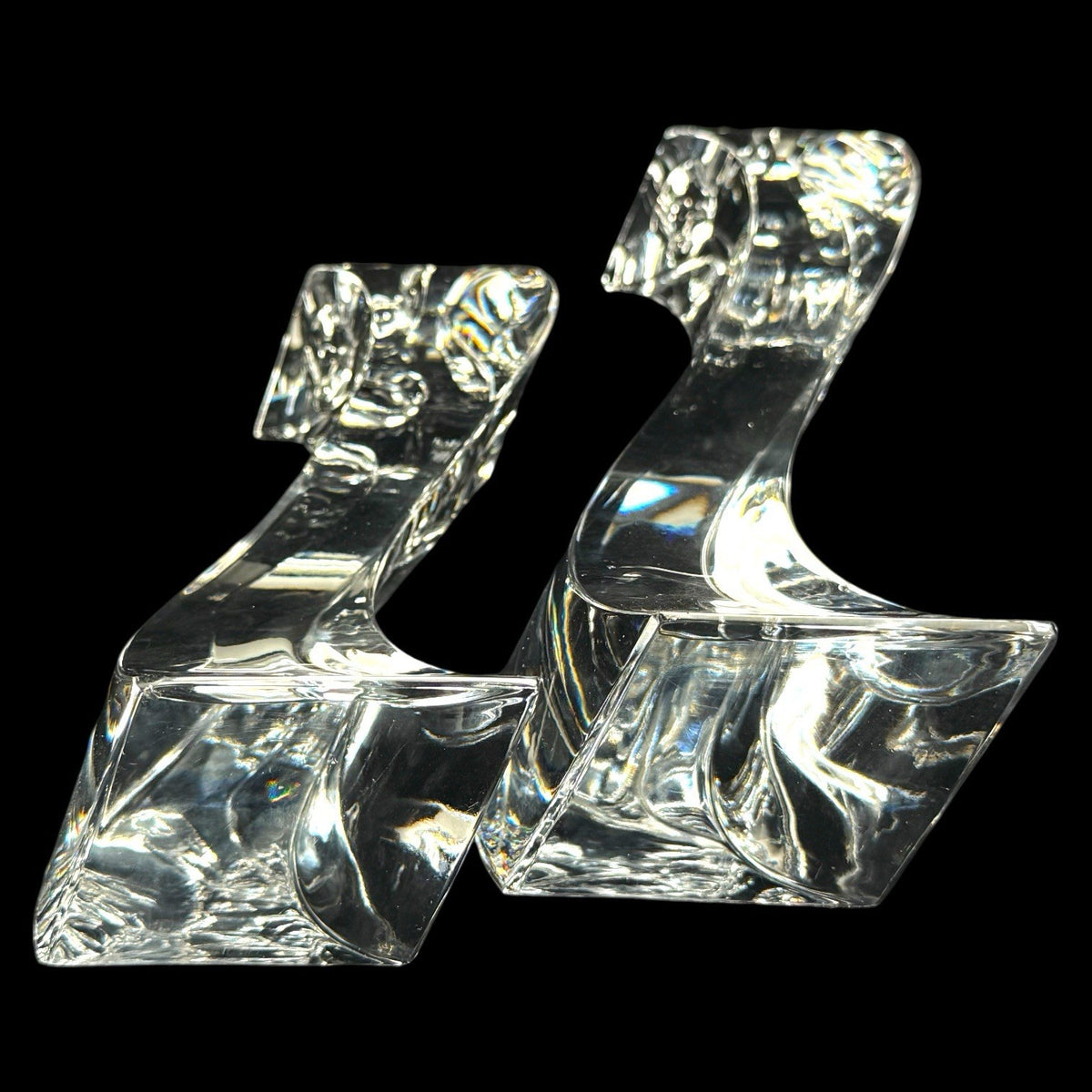 Mikasa 24% Lead Crystal Serpentine Wavy Candle Holders Pair Germany Vintage Pair
