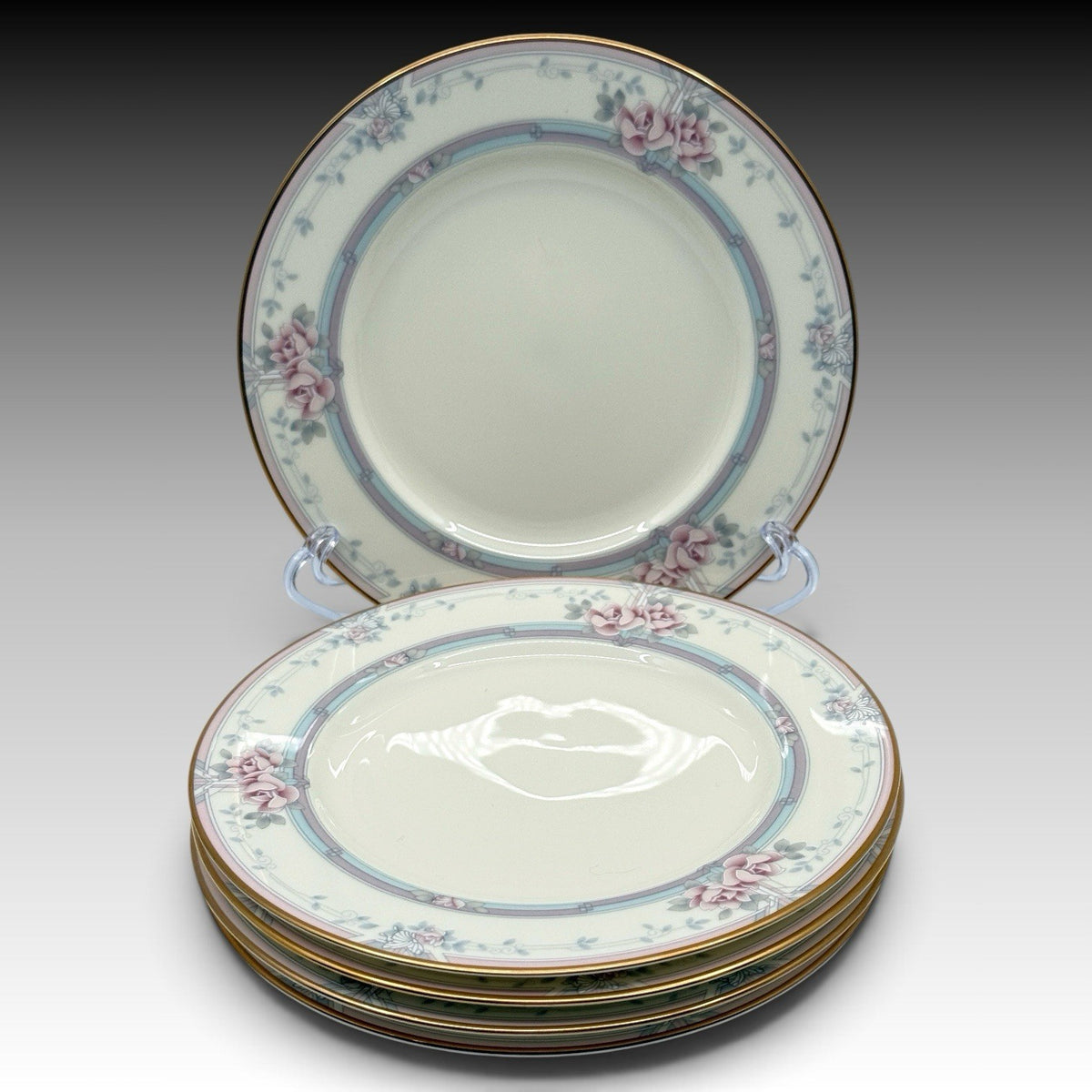 Noritake Magnificence 9736 Bread & Butter Plates Set 5 Bone China Gold Trim 6.5"