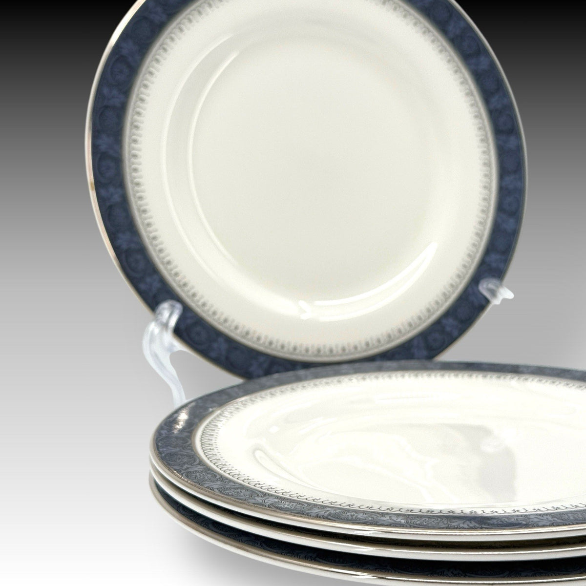Royal Doulton Sherbrooke BREAD Plates Set of 4 H5009 Blue Bone China England 6.5