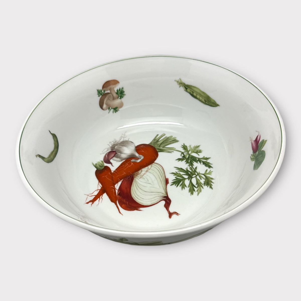 12.5” PHILLIPPE DESHOULIERES France Porcelain SERVING Bowl Vegetables Design