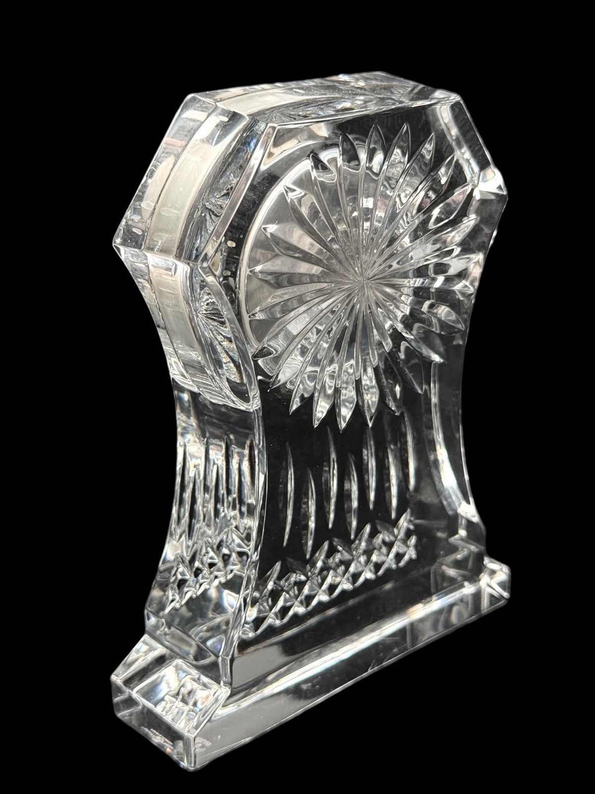 WATERFORD Lismore Lead Crystal Mantle Desk Clock Irish Cut 6.75” HEAVY XL Works