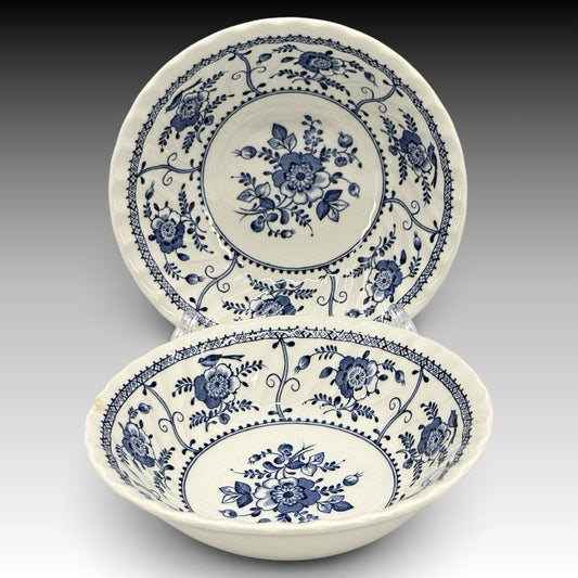 Johnson Brothers Indies Blue Set of 2 Cereal Bowls England Blue White Ironstone