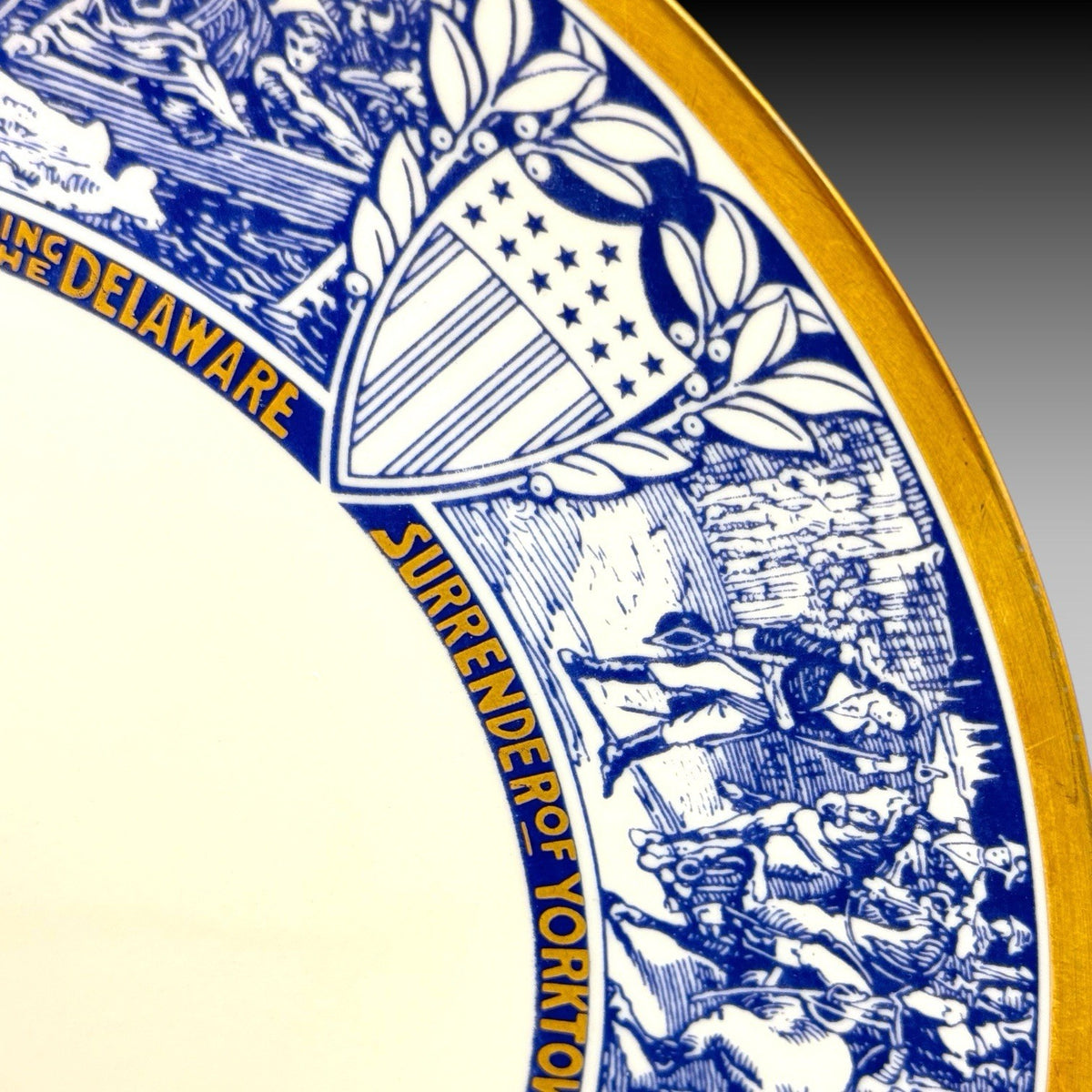 Gorham Bicentennial Delaware Edition Collector Plate 1972, 10.75 Inch Gold Rim