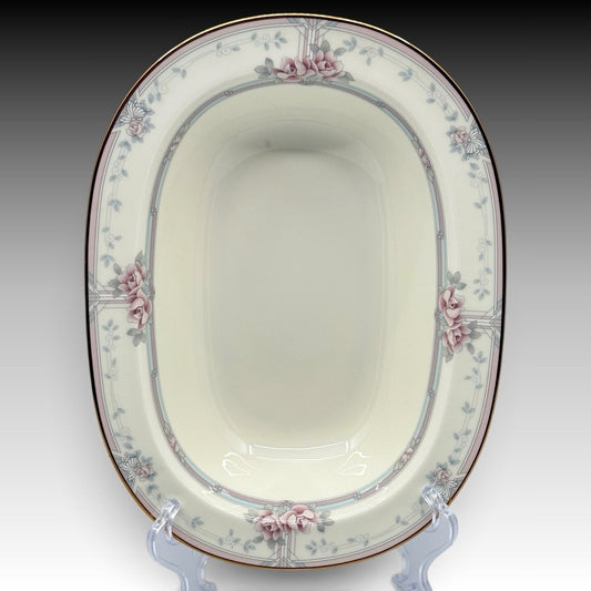Noritake Magnificence 9736 Bone China Oval Vegetable Serving Bowl Gold Trim 10.5