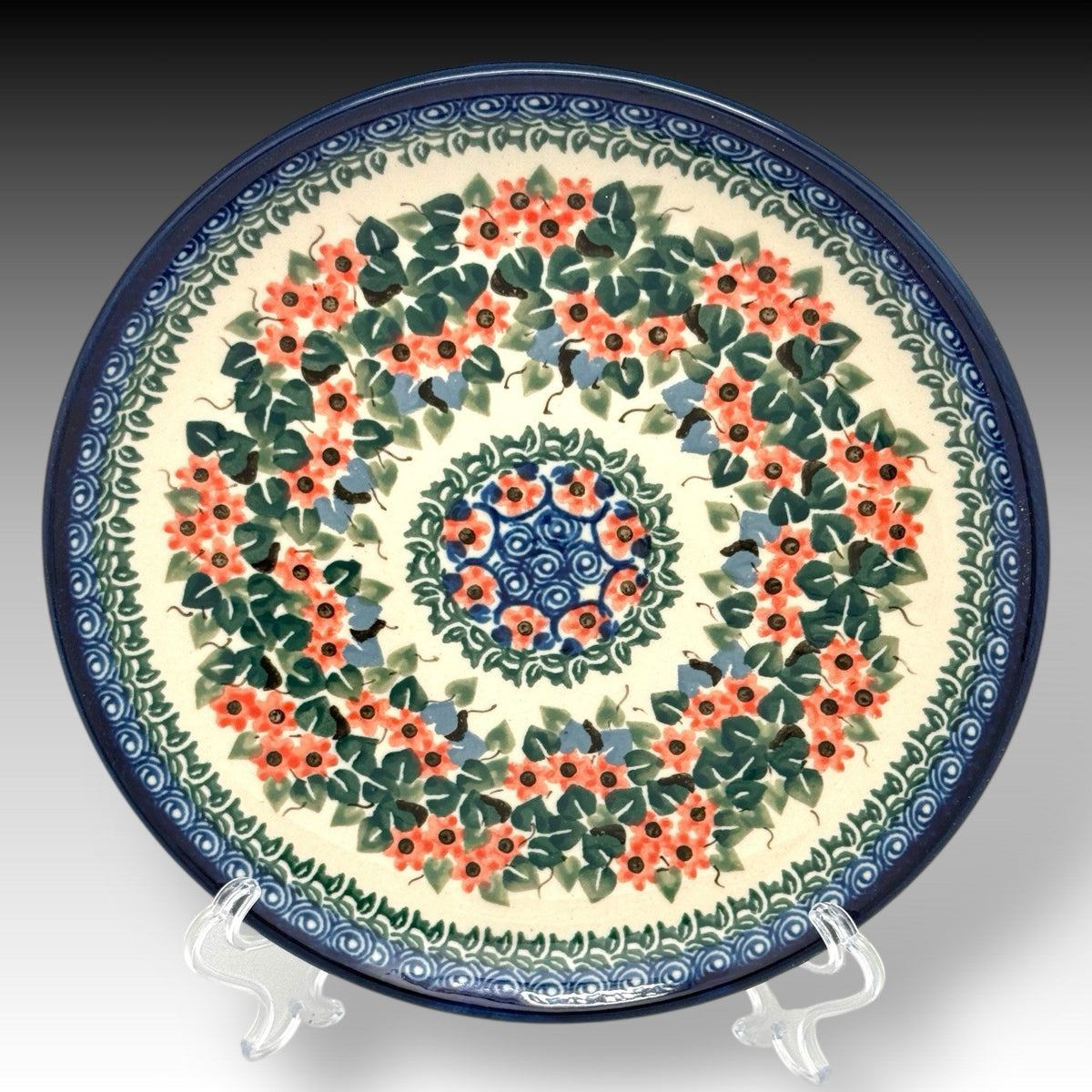 UNIKAT Polish Pottery Salad/Dessert Plate Forget Me Not Maria Starzyk 7.75"