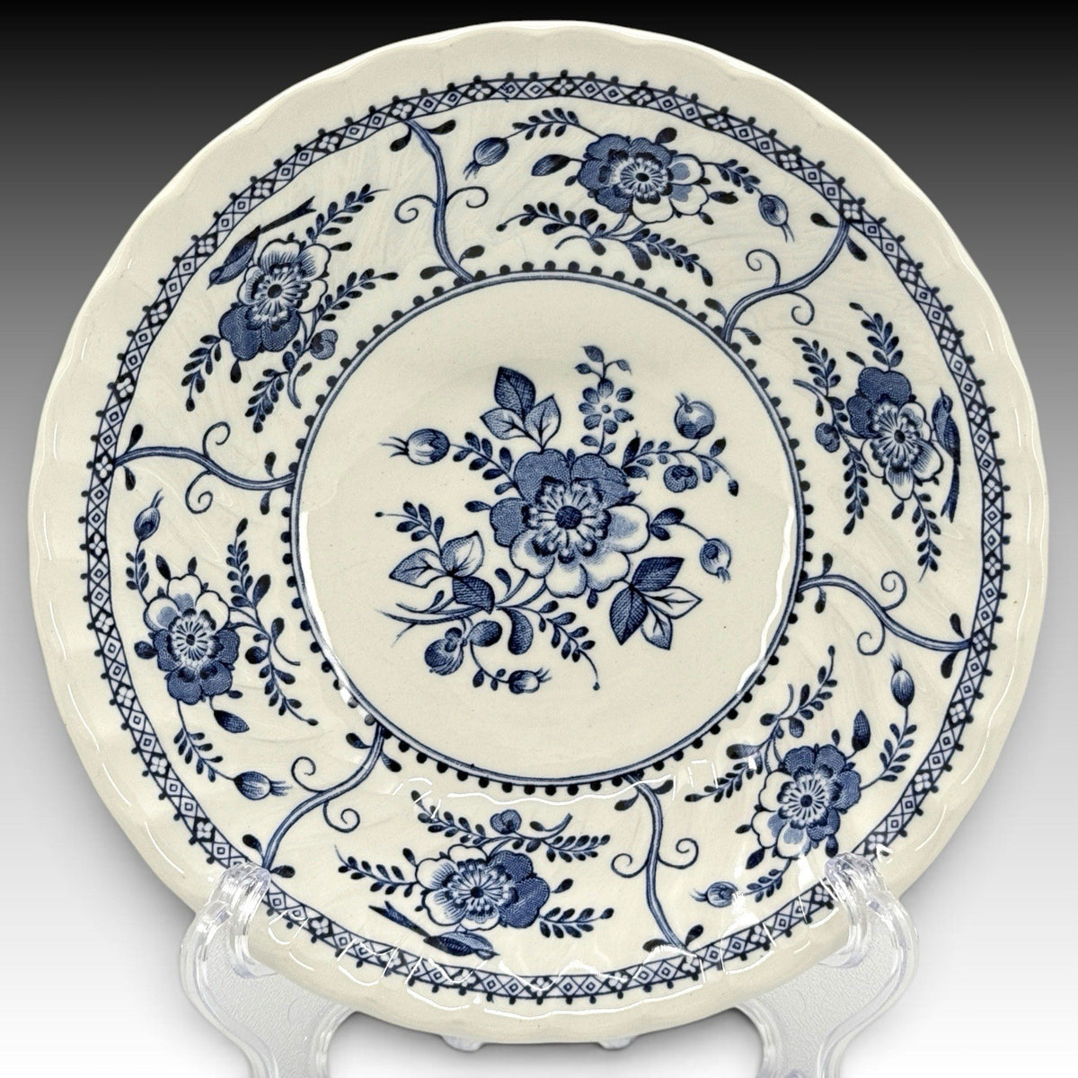 Johnson Brothers Indies Blue Set of 2 Cereal Bowls England Blue White Ironstone