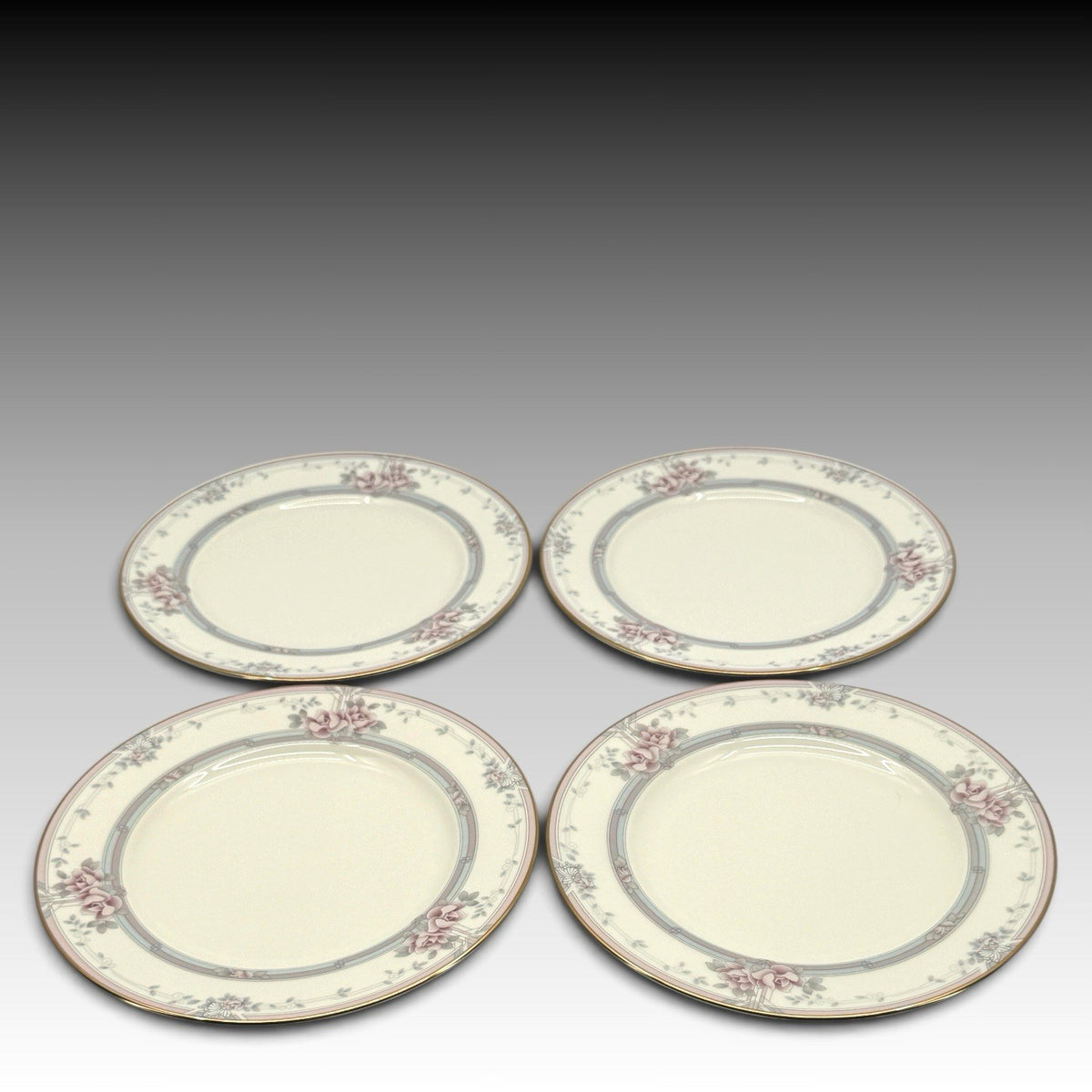 Noritake Magnificence 9736 Bone China Salad Plates Set 4 Gold Trim Japan 8.25"