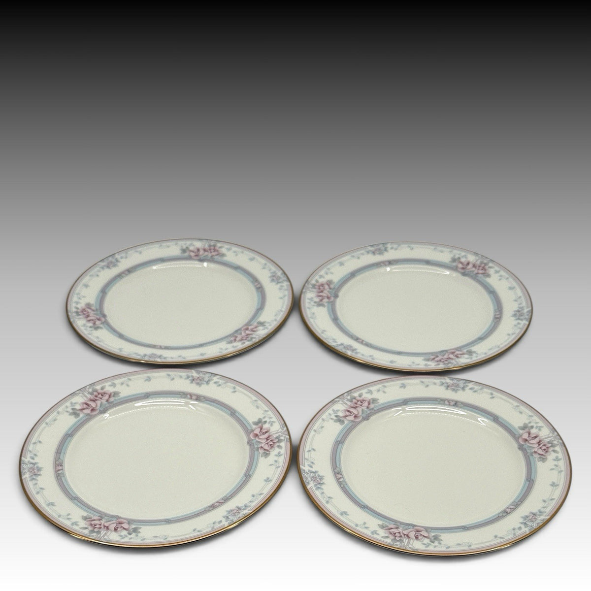 Noritake Magnificence 9736 Bread & Butter Plates Set 4 Bone China Gold Trim 6.5"