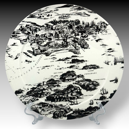 ARABIA Finland HELSINKI & SUOMENLINNA J. Weith 1854 Museum Plate 10.5 Inch – B&W