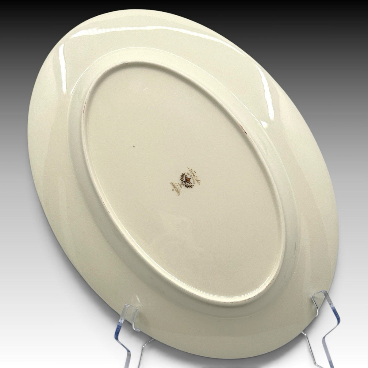 Noritake Magnificence 9736 Bone China Oval Serving Platter Gold Trim 14 3/8"