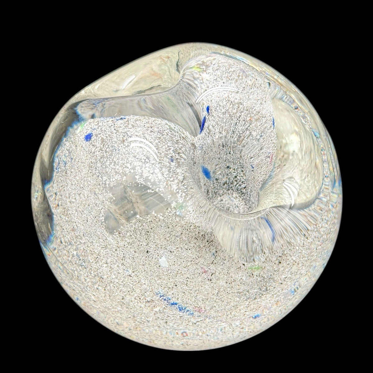 Wheaton Glass Art Paperweight Vase Signed A. De Palma Silver Aventurine Swirl