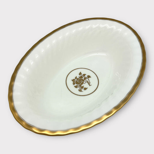 Vintage MINTON Gold Rose VEGETABLE BOWL England SWIRL Rim Gold Edge England 9.75