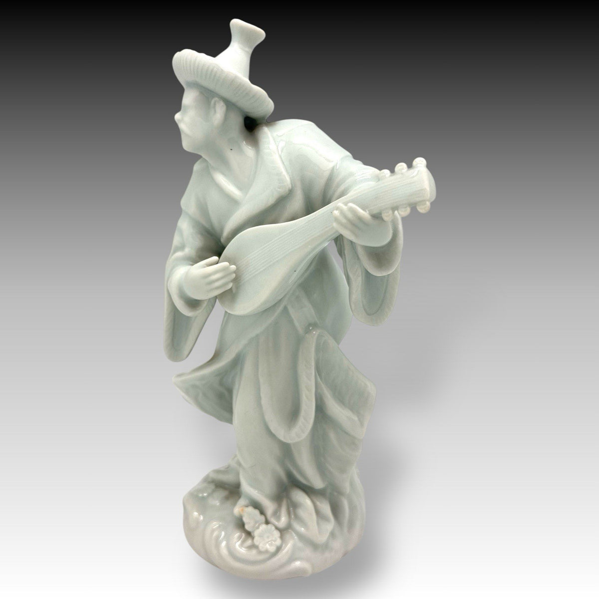 Vintage Blanc De Chine Chinese Scholar Musician Figurine With Lute Japan 7 Inch