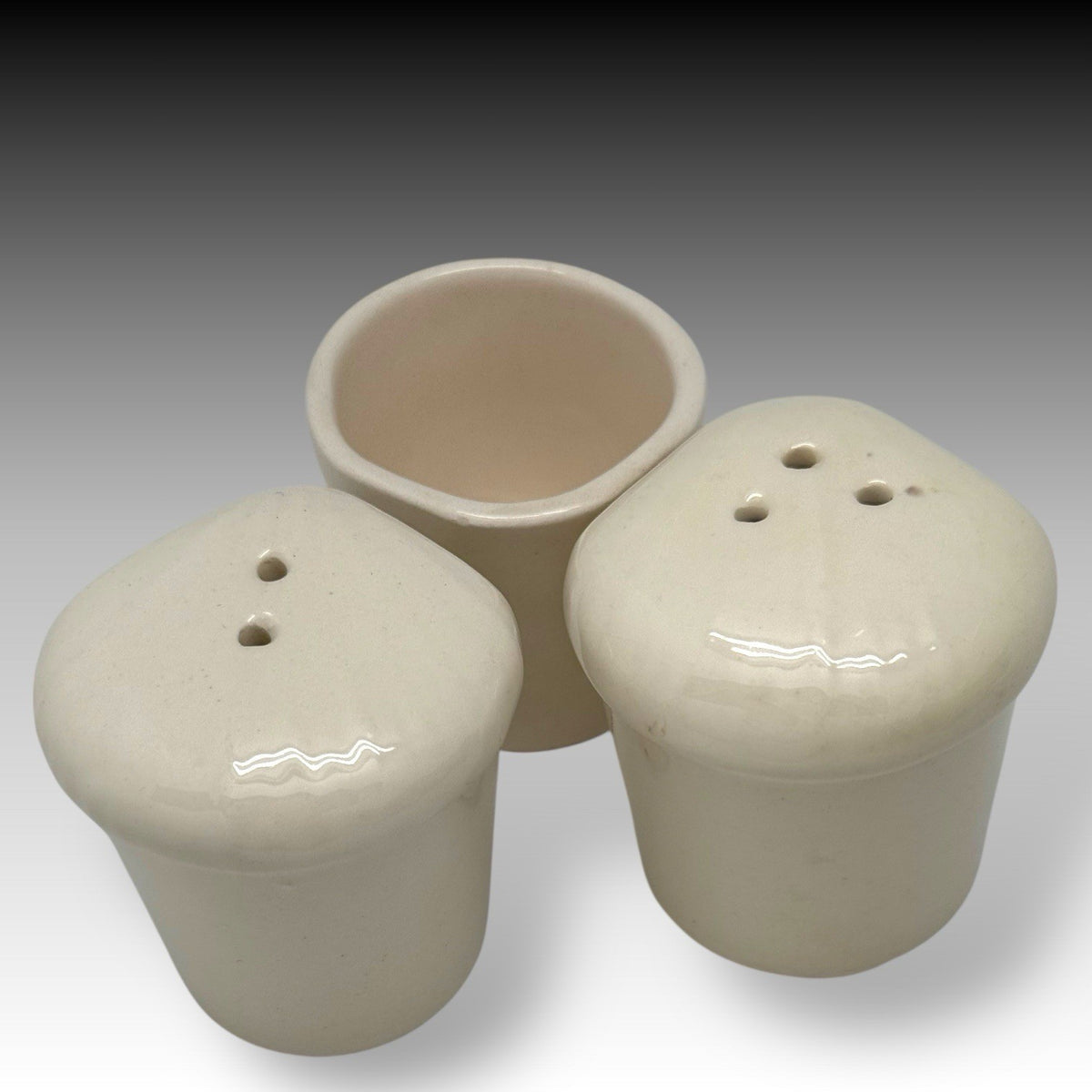 Vintage CALIF USA 570 Lazy Susan Green & White MCM Pottery Server SET Green