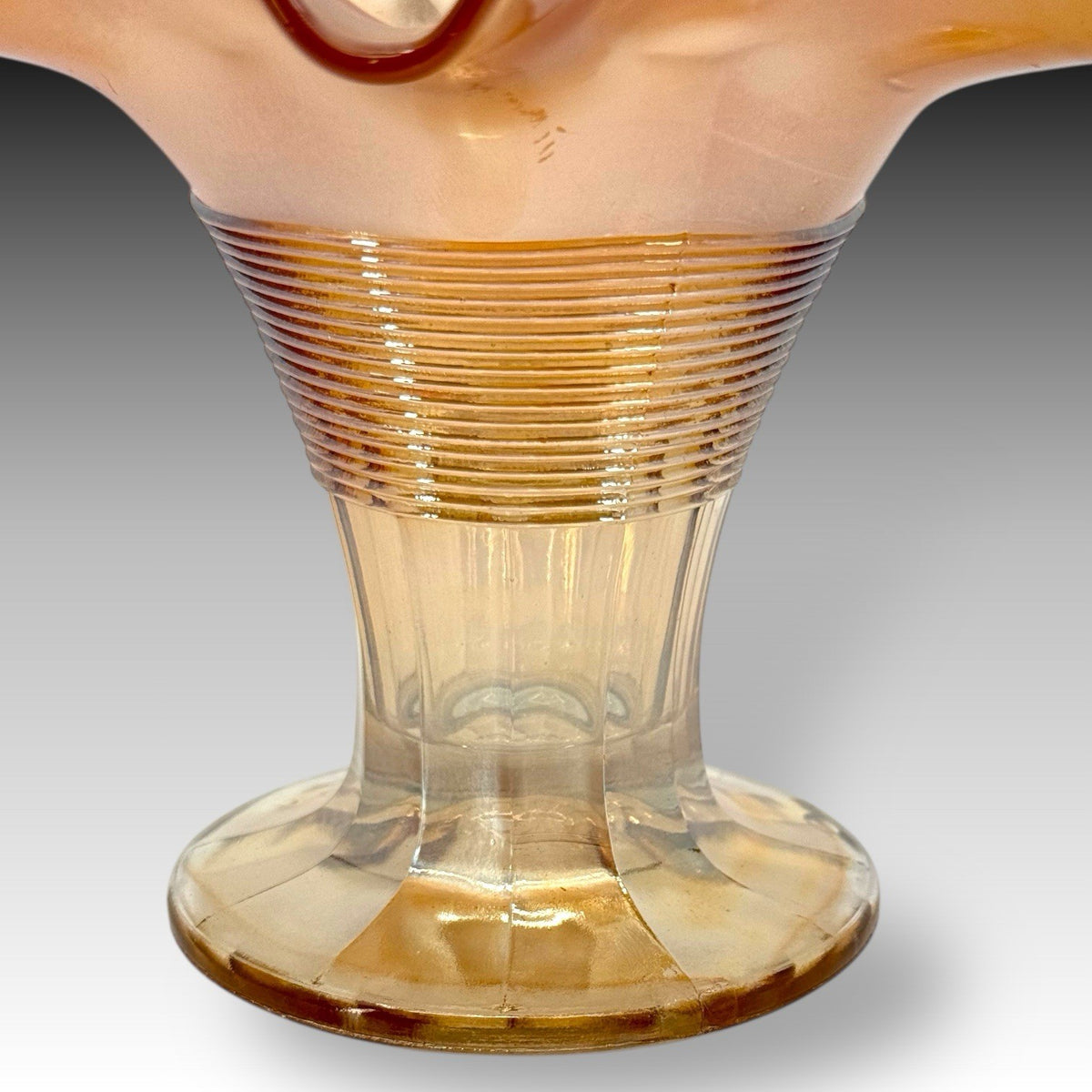 Marigold Carnival Glass Ruffled Vase Ribbed Iridescent Scalloped Vintage 5.5 in
