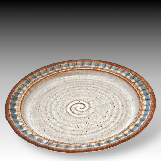 CATOCTIN Pottery Lewis Mill Jefferson Maryland Studio Plate 11" Brown Blue Swirl