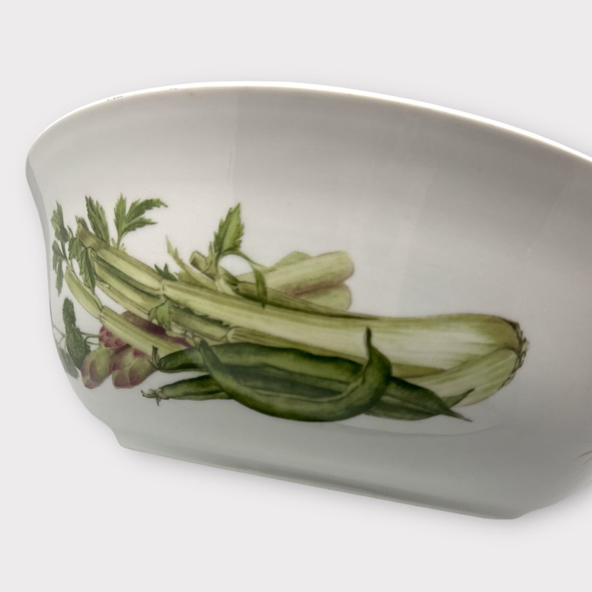 12.5” PHILLIPPE DESHOULIERES France Porcelain SERVING Bowl Vegetables Design