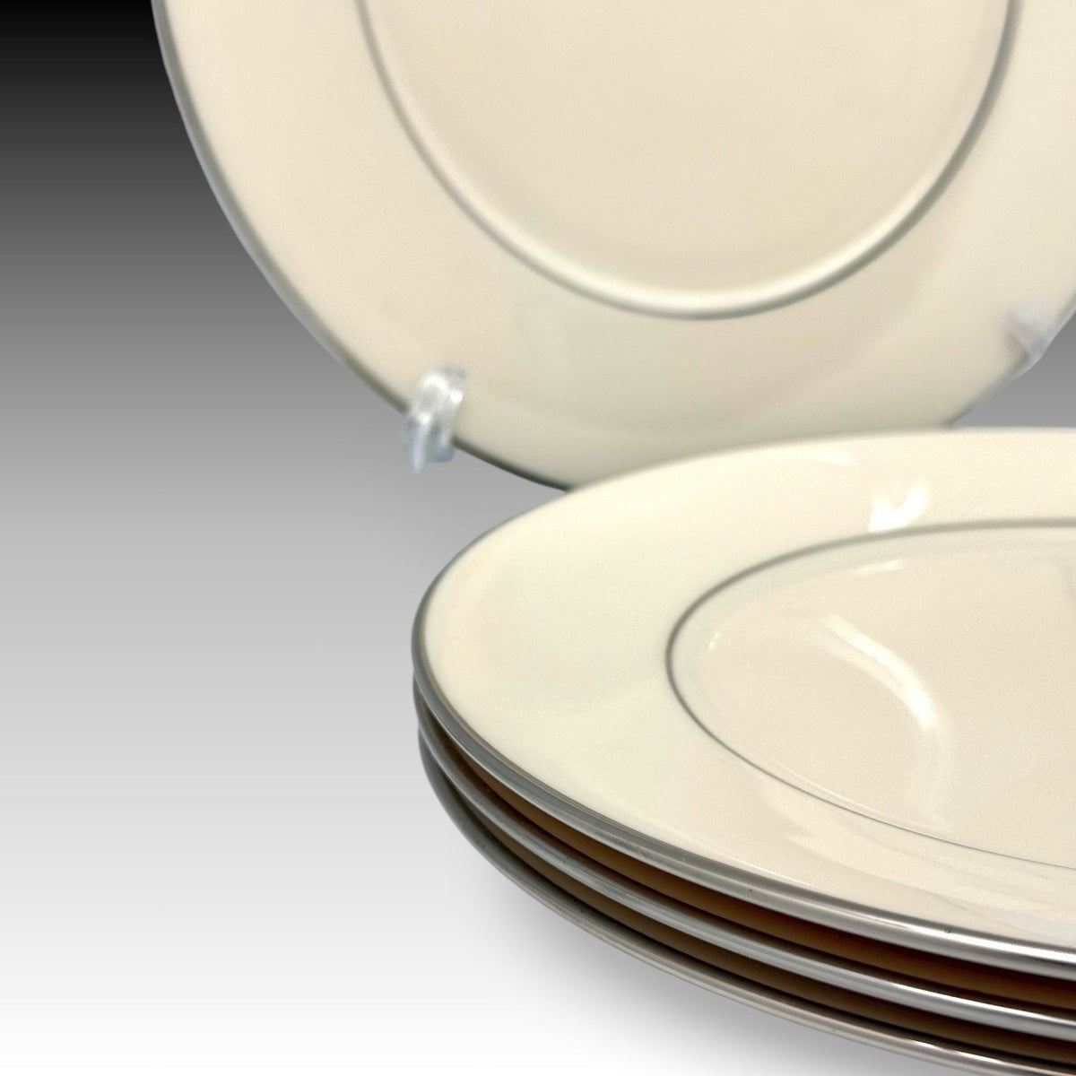 Set of 4 Lenox Maywood Platinum Trim Salad Plates 8.25" Cosmopolitan Collection