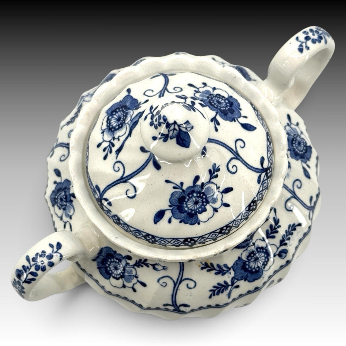 Johnson Brothers Indies Blue Creamer & Lidded Sugar Bowl England Vintage Set 2pc