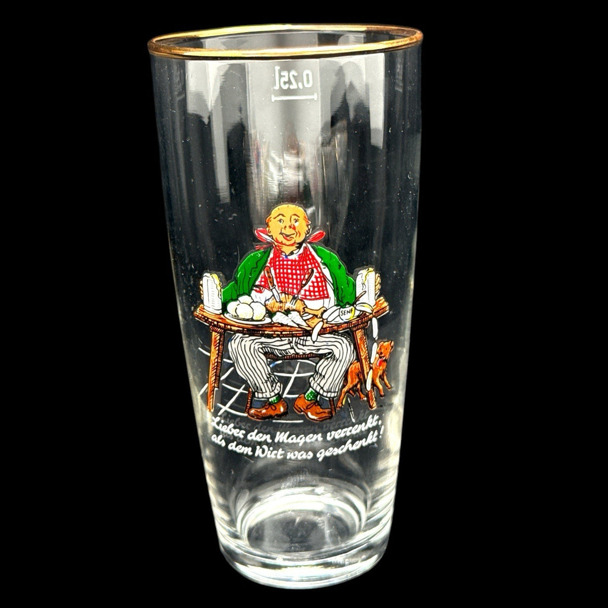 Group of 6 Mid Century GERMAN Novelty RISQUÉ Humor Beer Bar GLASSES 0.25 Liter