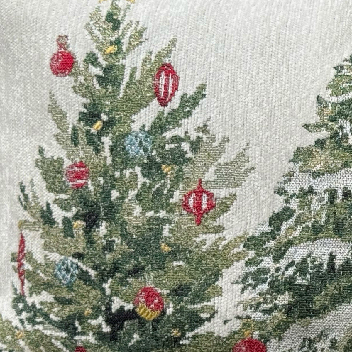 Tapestry Christmas Lumbar Pillow 12x23 Three Trees Holiday Decor OEKO TEX Accent
