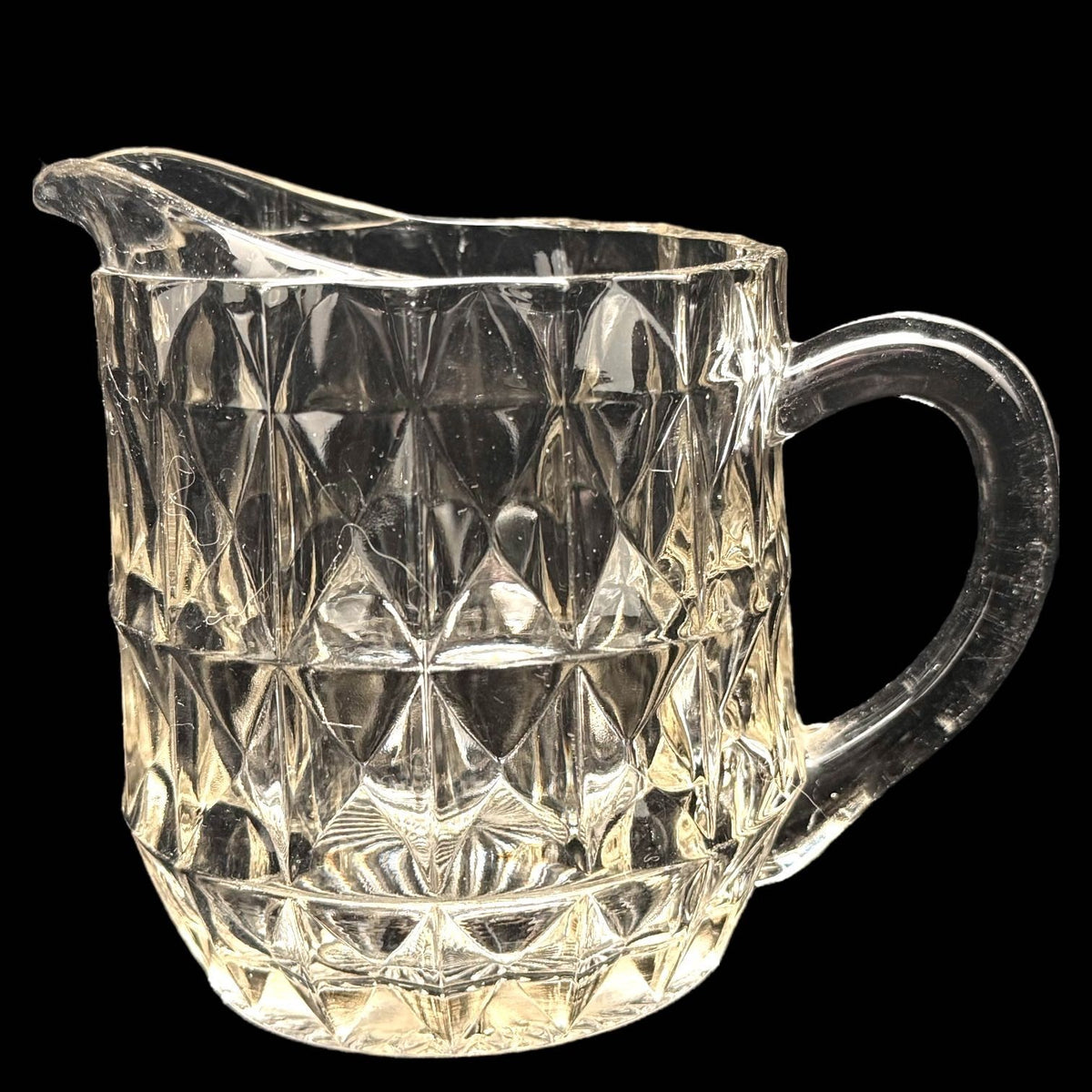 Vintage Jeannette WINDSOR CLEAR Depression Glass Pitcher 16 oz Diamond Pattern