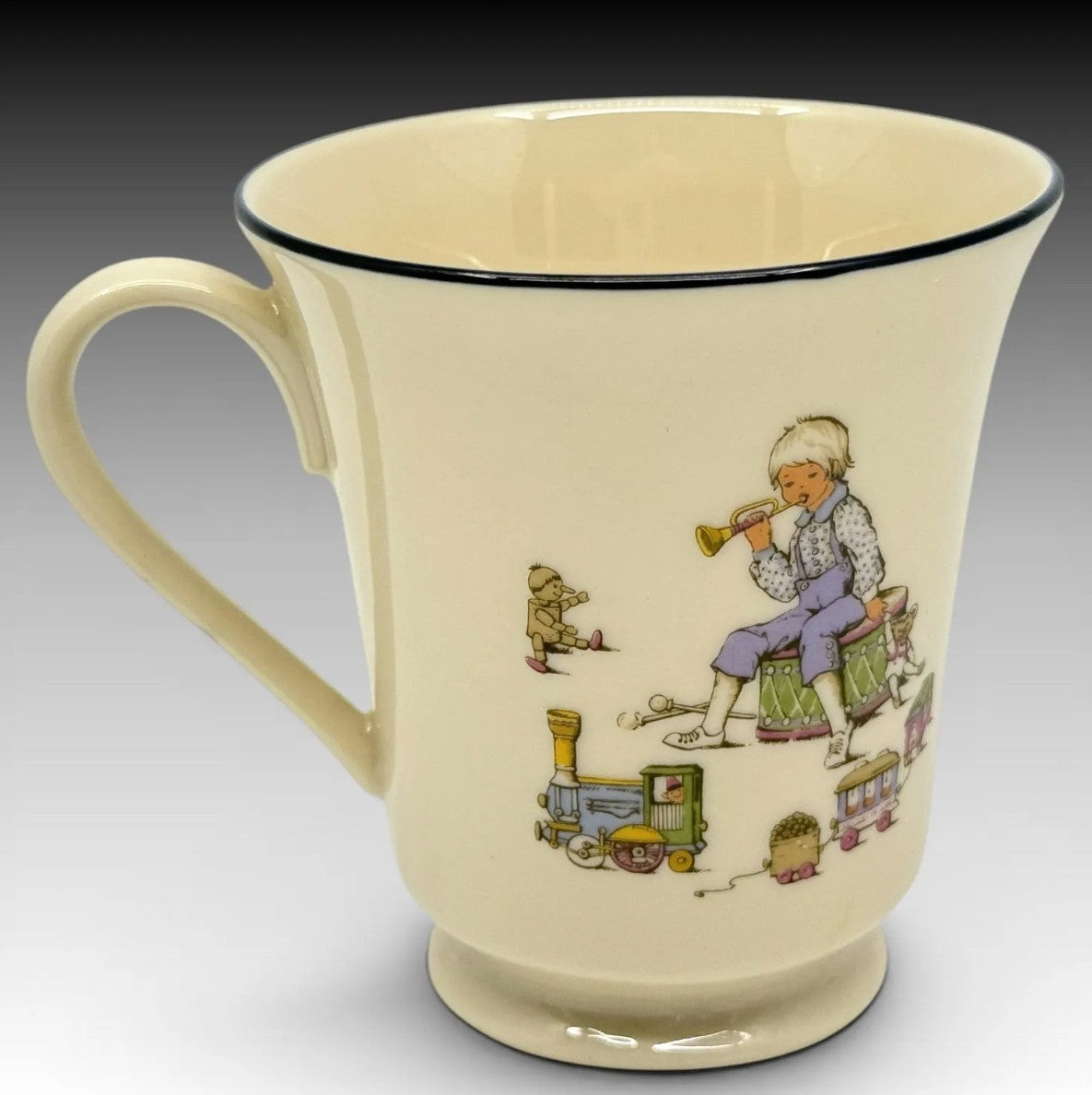 Lenox Childrens Dinnerware Set Little Boy Blue Stick Pony Plate Bowl Mug 3 Pc