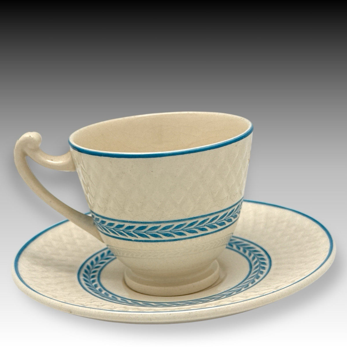 Spode Mansard ELAINE 4 Demitasse Cups & 5 Saucers England Blue White Vintage