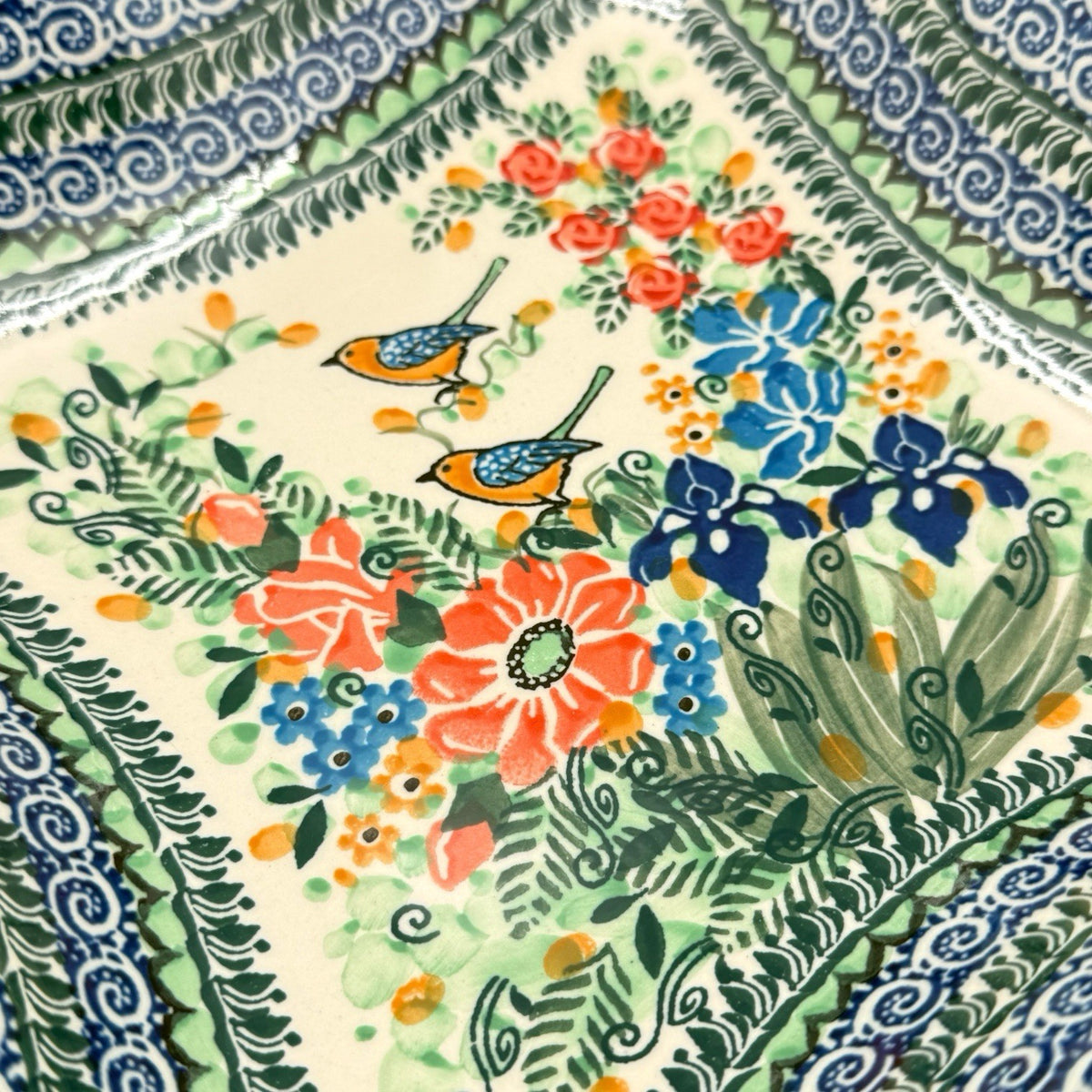 Polish Pottery UNIKAT Large Wavy Edge Bowl Starzyk Songs from My Garden 2008