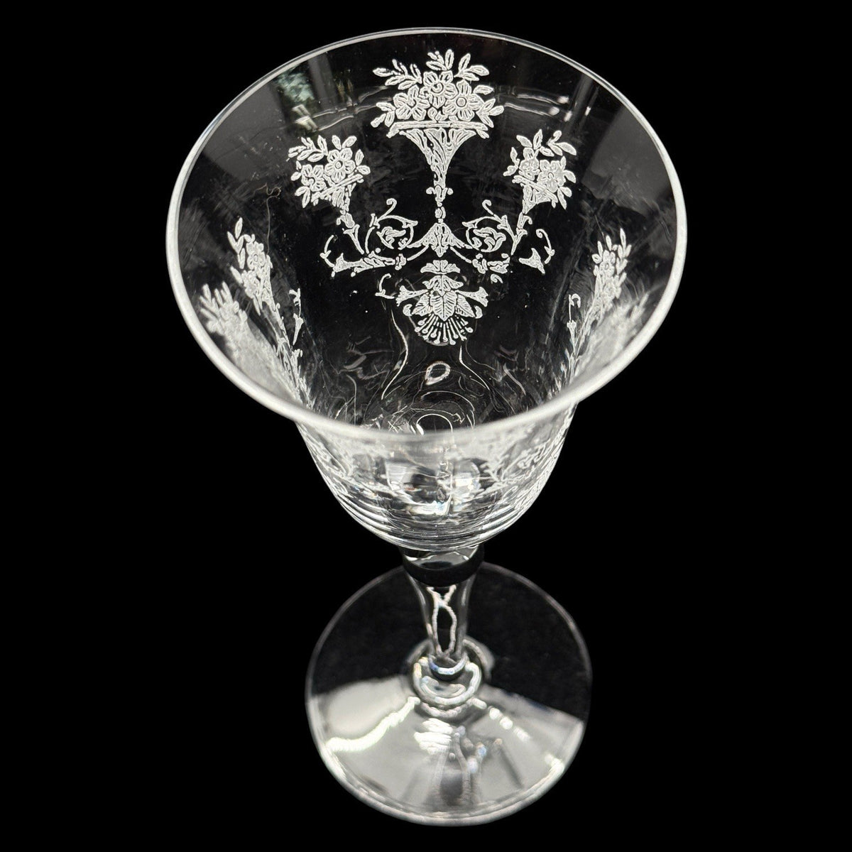 Morgantown Mayfair Stem Etched Crystal Water Wine Glasses Set Of 6 Art Deco 1930