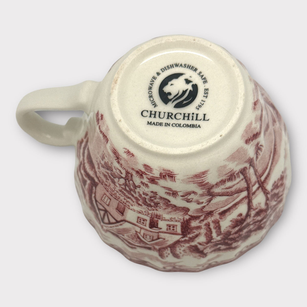 Set of 3 CHURCHILL The Brook PINK Transfer Ware Cottage CUPS Colombia Cups TRIO