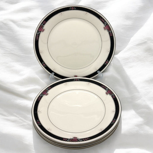 Set of 4 Noritake Ivory China ETIENNE 8 1/2" SALAD PLATES #7260 Japan